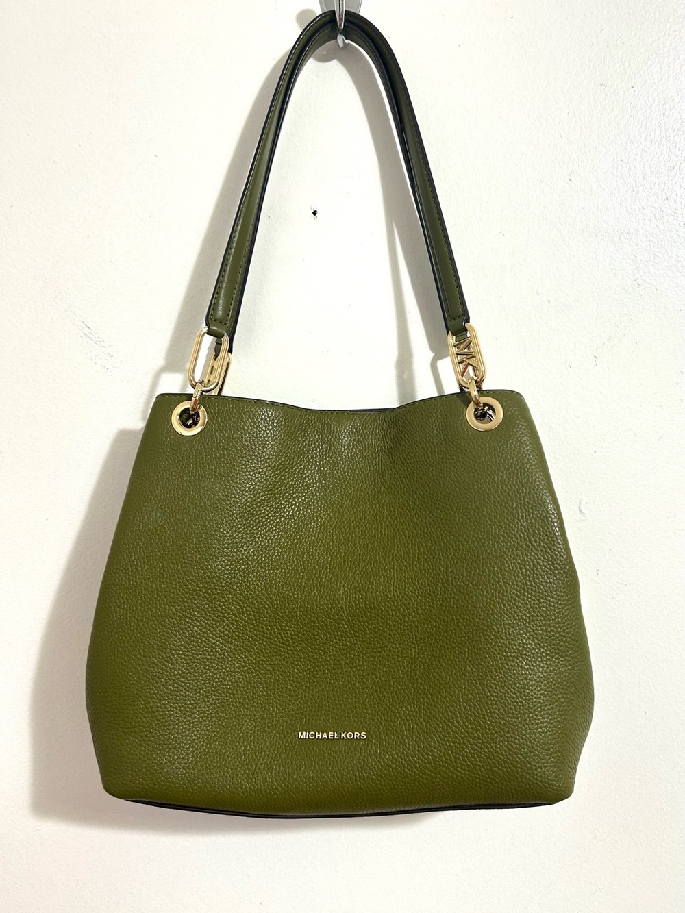 Michael Kors Olive Green Pebbled Leather Hobo Shoulder Bag